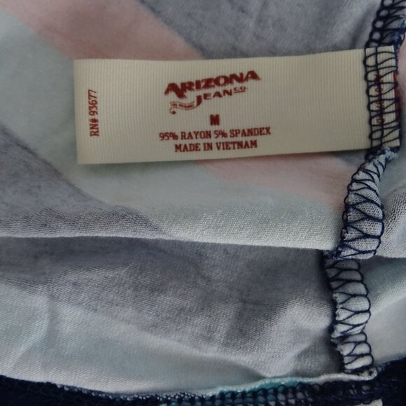 Arizona Jean Co Striped Multicolor Blue Swing Dress Women Size M Short Sleeve - Picture 5 of 8